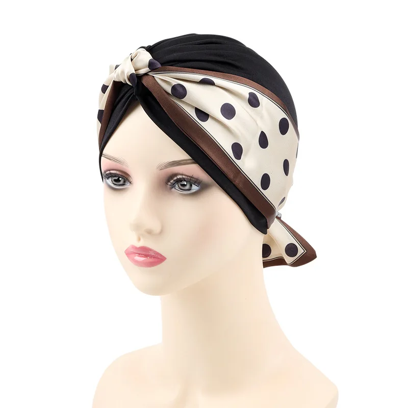 2023 New Removable Ribbon Turban Caps for Women Stretchy Headband Headscarf Bonnet Female Head Wraps Caps Hair Accessories