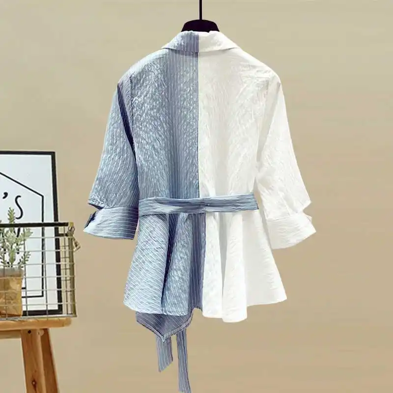 2026 Spring/Summer New In Matching Set Women's Fashion Splicing Lace Blouse Jeans Two Piece Set Korean Elegant Denim Pants Suit