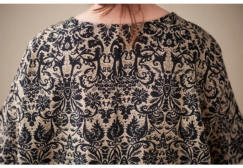 Cotton Linen Vintage Print Spring Summer Dresses For Women 2026 Short Sleeve Casual Loose Midi Dress Robe Femme Elegant Clothing