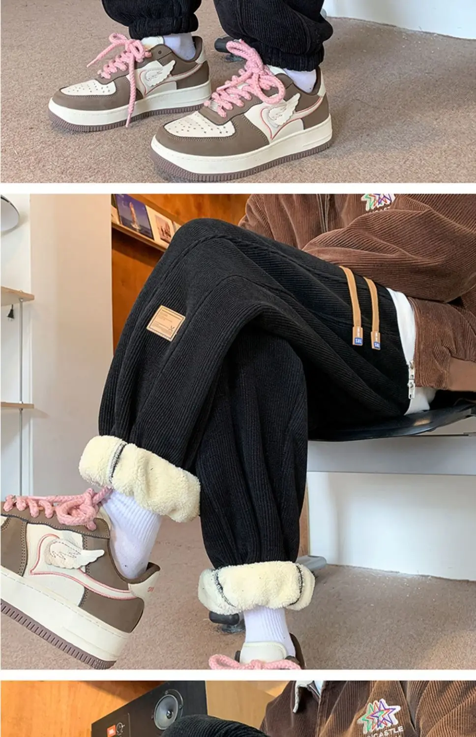 NEW Women Trousers New Winter High Waist Casual Thermal Thicken Fleece Trousers Stretch Fleece Big-size Ankle-length Harem Pants