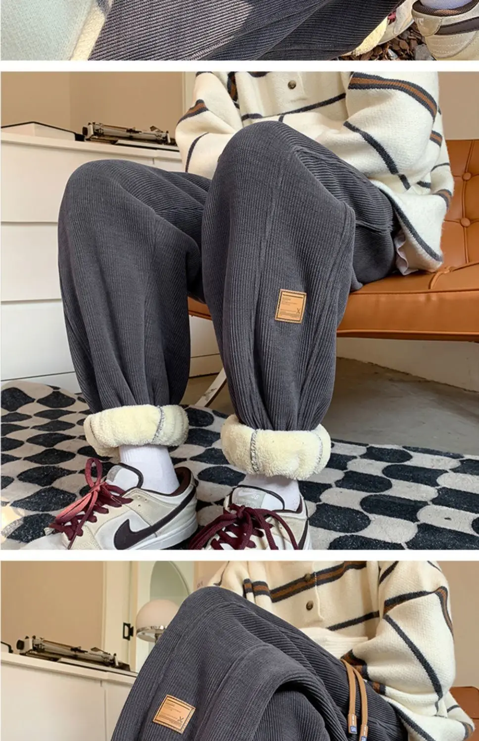 NEW Women Trousers New Winter High Waist Casual Thermal Thicken Fleece Trousers Stretch Fleece Big-size Ankle-length Harem Pants