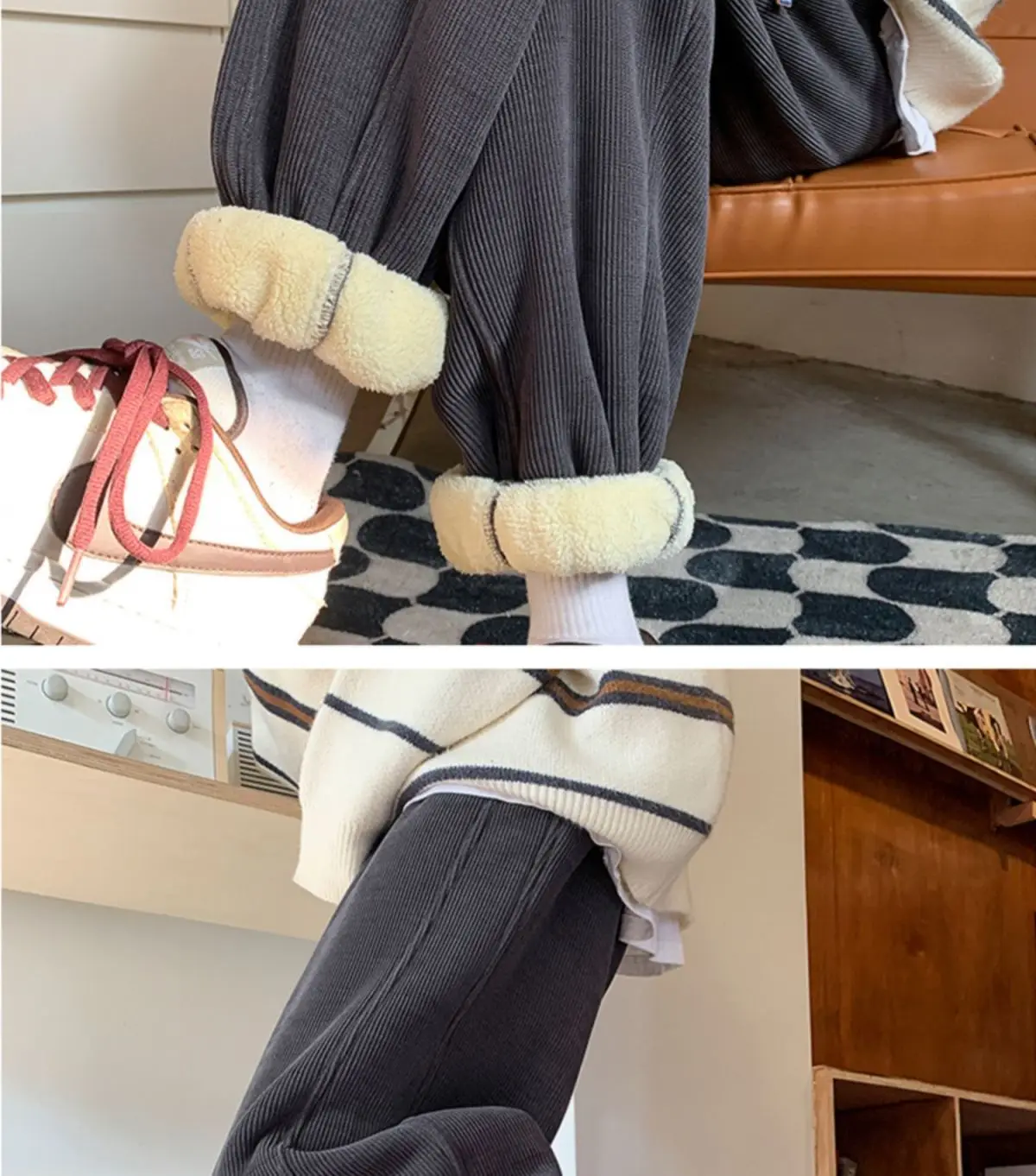 NEW Women Trousers New Winter High Waist Casual Thermal Thicken Fleece Trousers Stretch Fleece Big-size Ankle-length Harem Pants