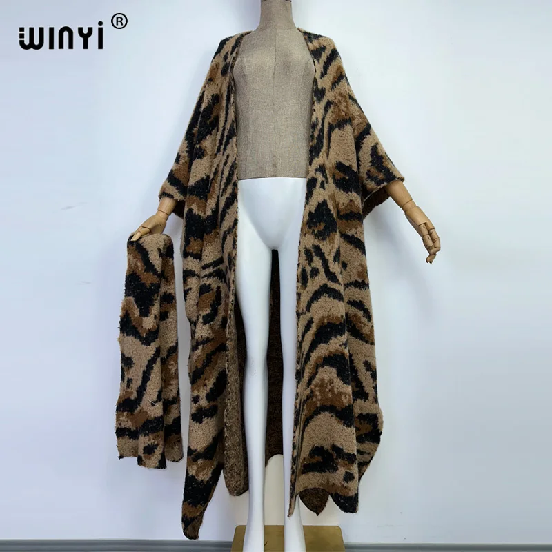 Winter Women High Quality Fur Coat Luxury Long Fur Coat Loose OverCoat Thick Warm Leopard print Female Plush Coats with scarf