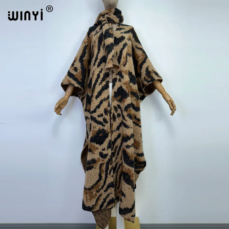 Winter Women High Quality Fur Coat Luxury Long Fur Coat Loose OverCoat Thick Warm Leopard print Female Plush Coats with scarf
