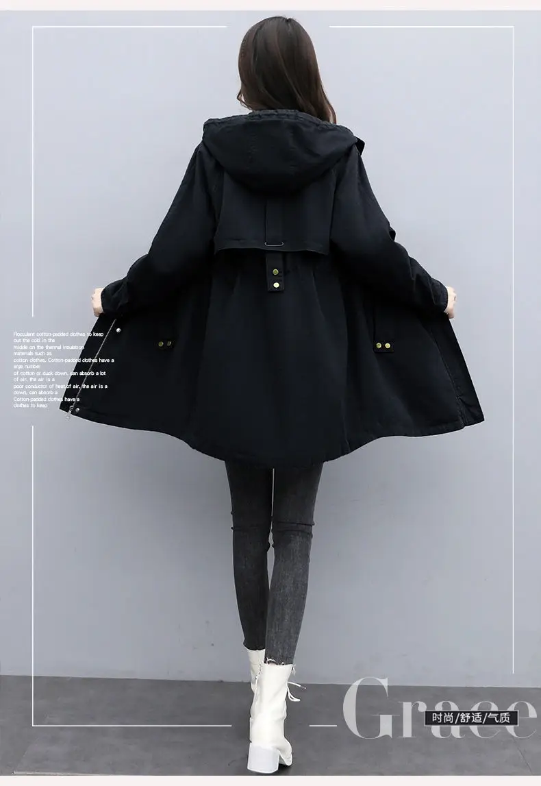New Female Parka 2026 Winter New Korean Plush Thicken Women's Cotton Jacket Ladies Warm Hooded Coat Mid Length Casual Overcoat