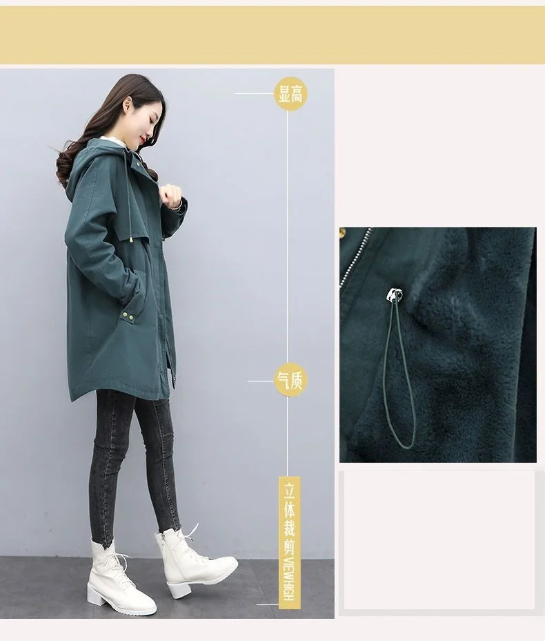 New Female Parka 2026 Winter New Korean Plush Thicken Women's Cotton Jacket Ladies Warm Hooded Coat Mid Length Casual Overcoat