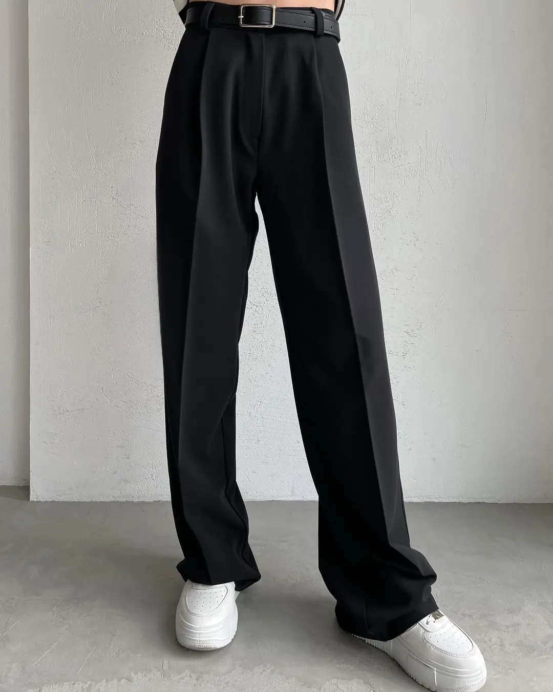 Bornladies Autumn Office Ladies Trousers Women High Waist Pants Pockets Female Summer Pleated Wide Leg Solid OL Pants Women