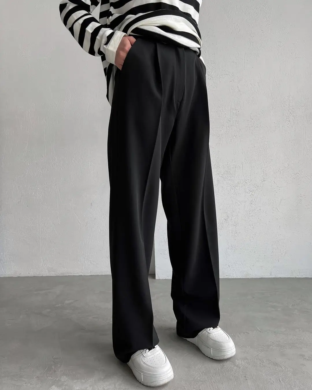 Bornladies Autumn Office Ladies Trousers Women High Waist Pants Pockets Female Summer Pleated Wide Leg Solid OL Pants Women
