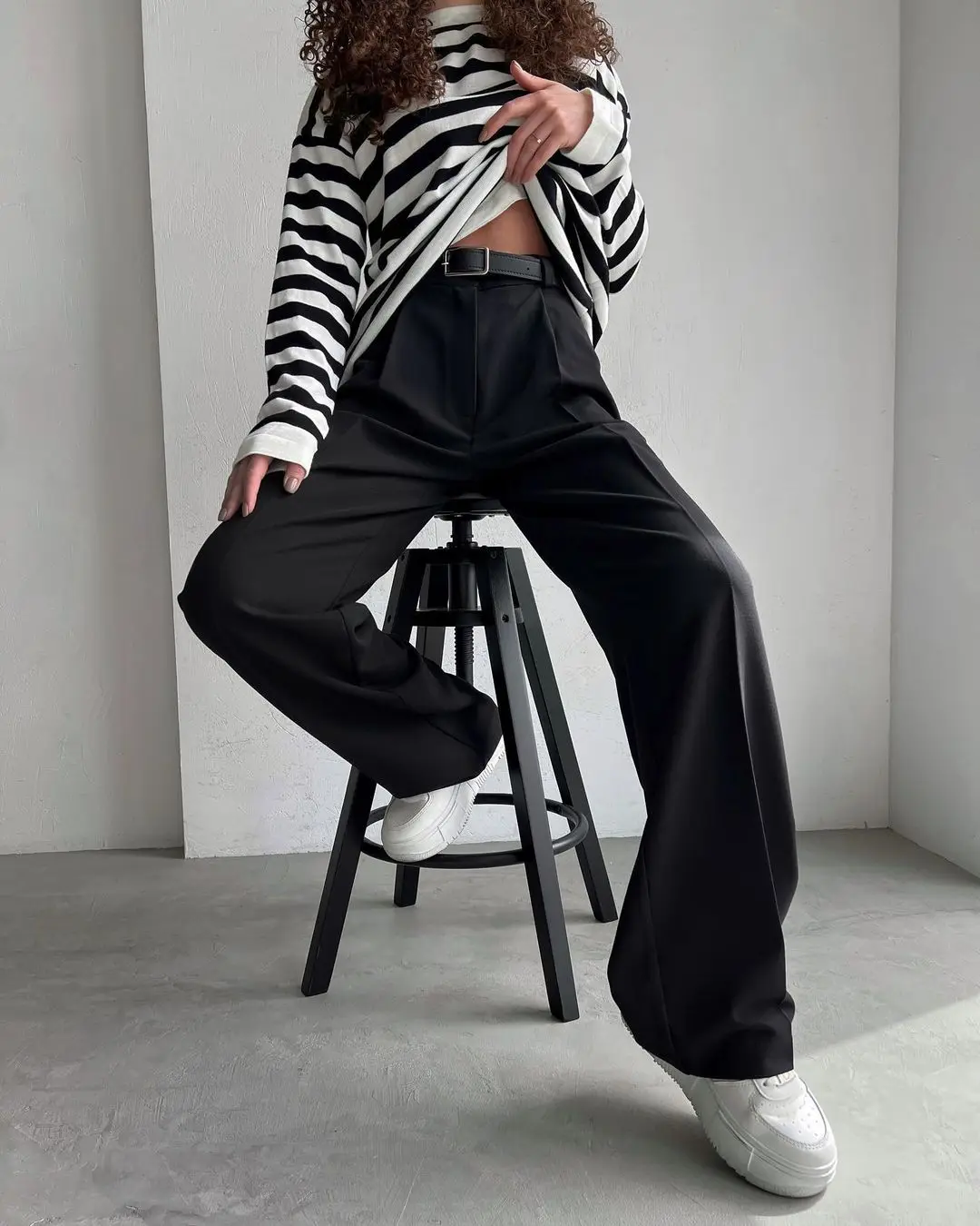 Bornladies Autumn Office Ladies Trousers Women High Waist Pants Pockets Female Summer Pleated Wide Leg Solid OL Pants Women