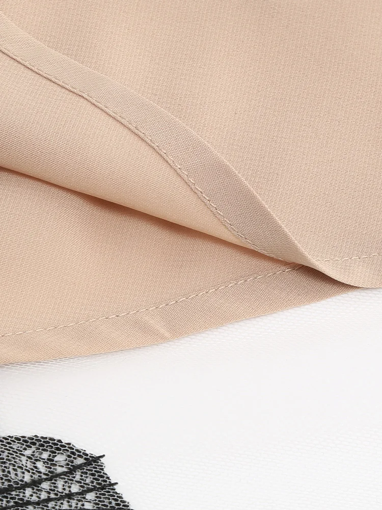 Tonval Elastic Waist Butterfly Embroidered Mesh Overlay Elegant Long Skirts for Women Vintage Midi Length Pleated Skirt