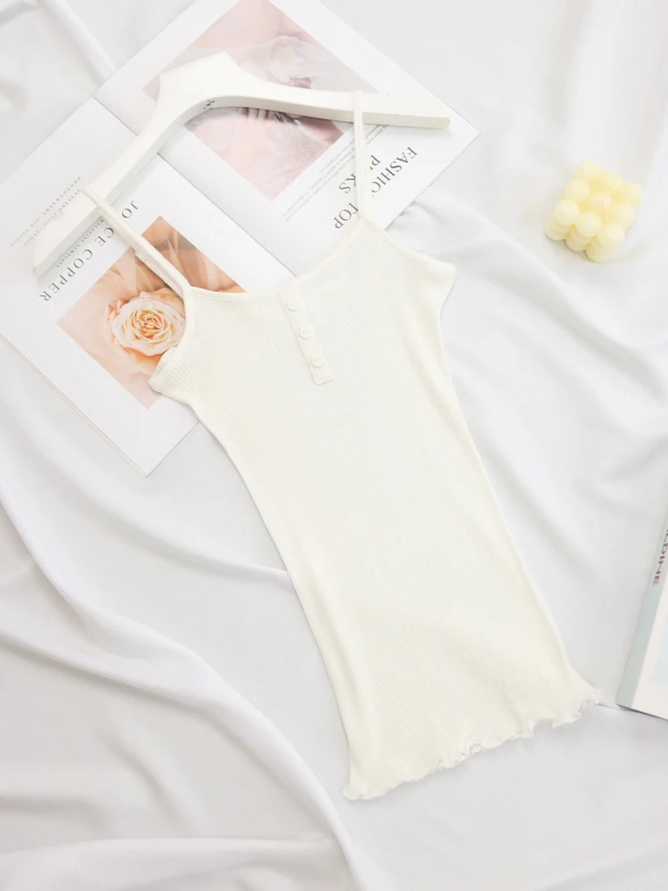 SuyaDream Women Silk Camisole 30%Silk 70%Cotton Knitted Natural Chic Camis 2025 Spring Summer Solid T Shirts White