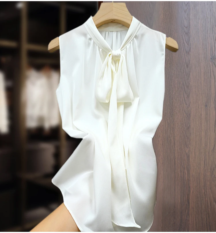 Fashion Ice Silk Top Pink Acetate Satin Shirts Plus Size Blusas Mujer De Verano Lace Up Bow Tie Sexy Elegant Chiffon Blouse