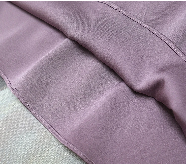 Fashion Ice Silk Top Pink Acetate Satin Shirts Plus Size Blusas Mujer De Verano Lace Up Bow Tie Sexy Elegant Chiffon Blouse