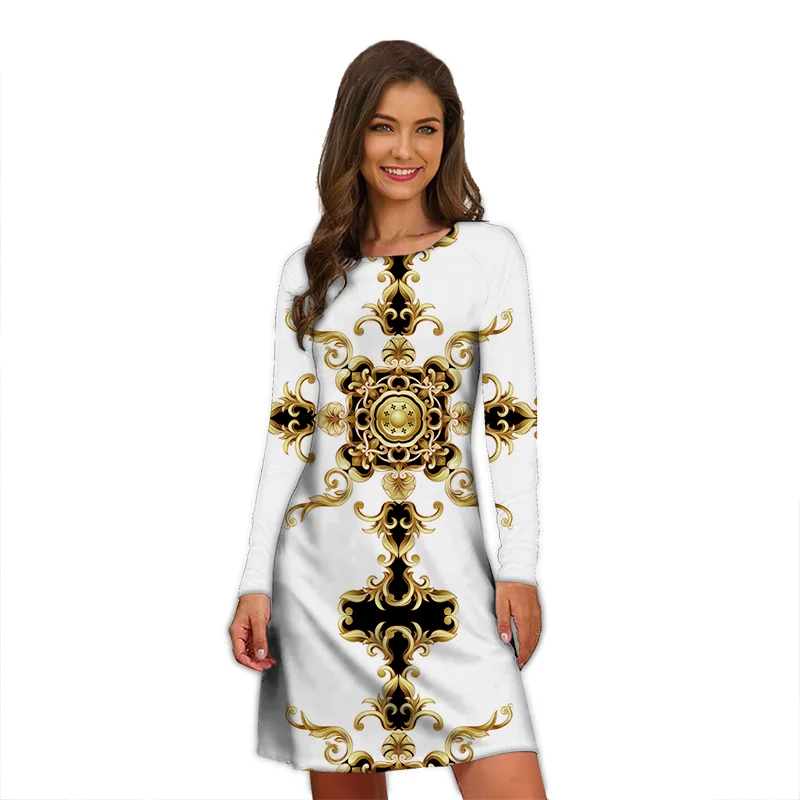 Elegant Leopard Print Women Dresses For 2022 Autumn Fashion Long Sleeve Loose Oversize Clothing Vintage Casual Mini A-Line Dress