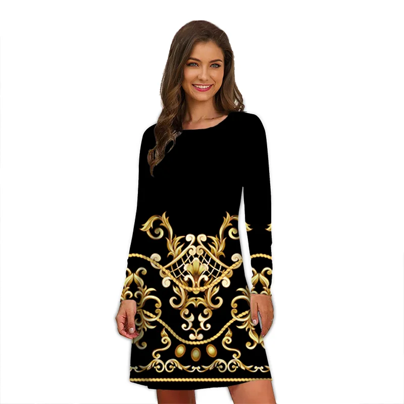 Elegant Leopard Print Women Dresses For 2022 Autumn Fashion Long Sleeve Loose Oversize Clothing Vintage Casual Mini A-Line Dress