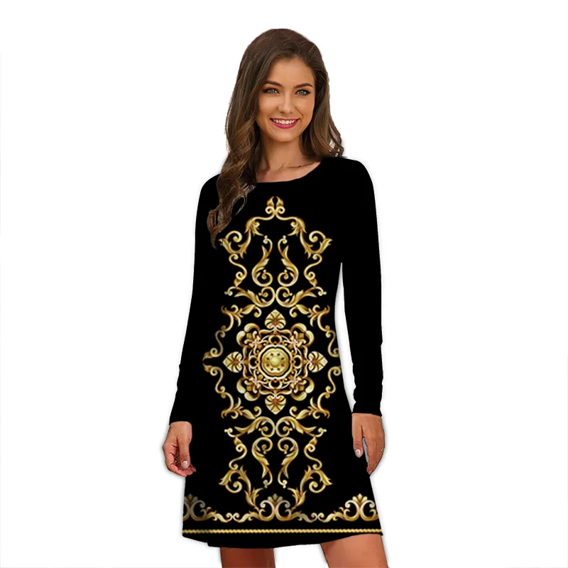 Elegant Leopard Print Women Dresses For 2022 Autumn Fashion Long Sleeve Loose Oversize Clothing Vintage Casual Mini A-Line Dress