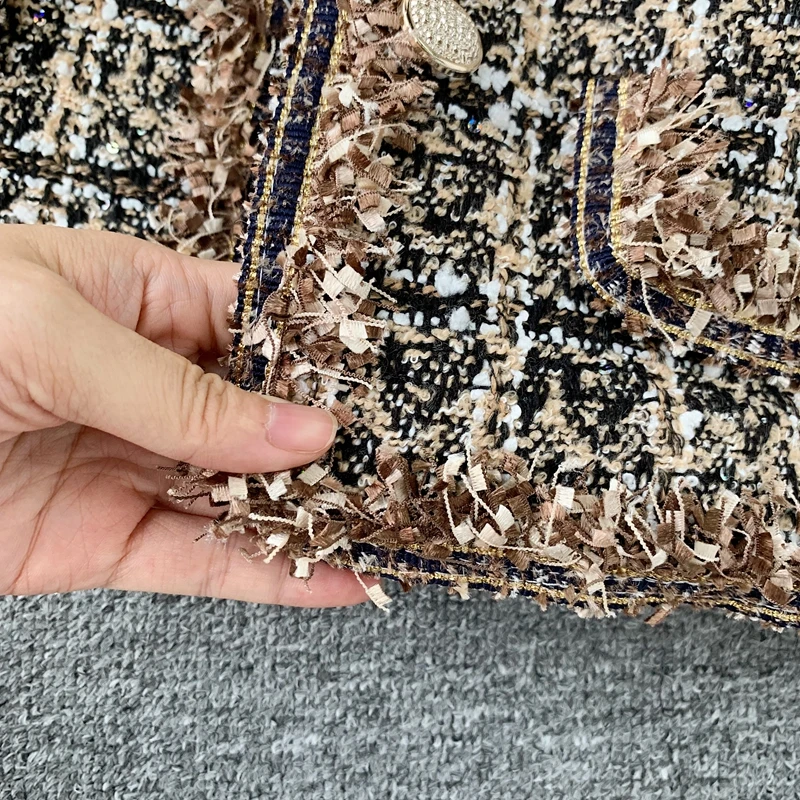 New Autumn Winter Vintage Tweed Jacket Coat Women Small Fragrance Patchwork Korean Woollen Cropped Coats Elegant Short Outerwear