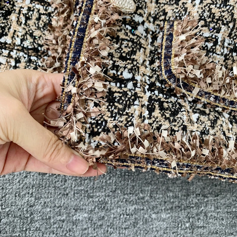New Autumn Winter Vintage Tweed Jacket Coat Women Small Fragrance Patchwork Korean Woollen Cropped Coats Elegant Short Outerwear