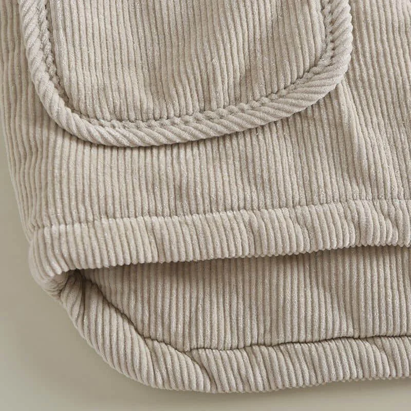 Corduroy Parka Women Autumn Winter Trend Short Warm Coats Cotton Clothes Stand Collar Vintage Single Breasted Jacket Womens Coat