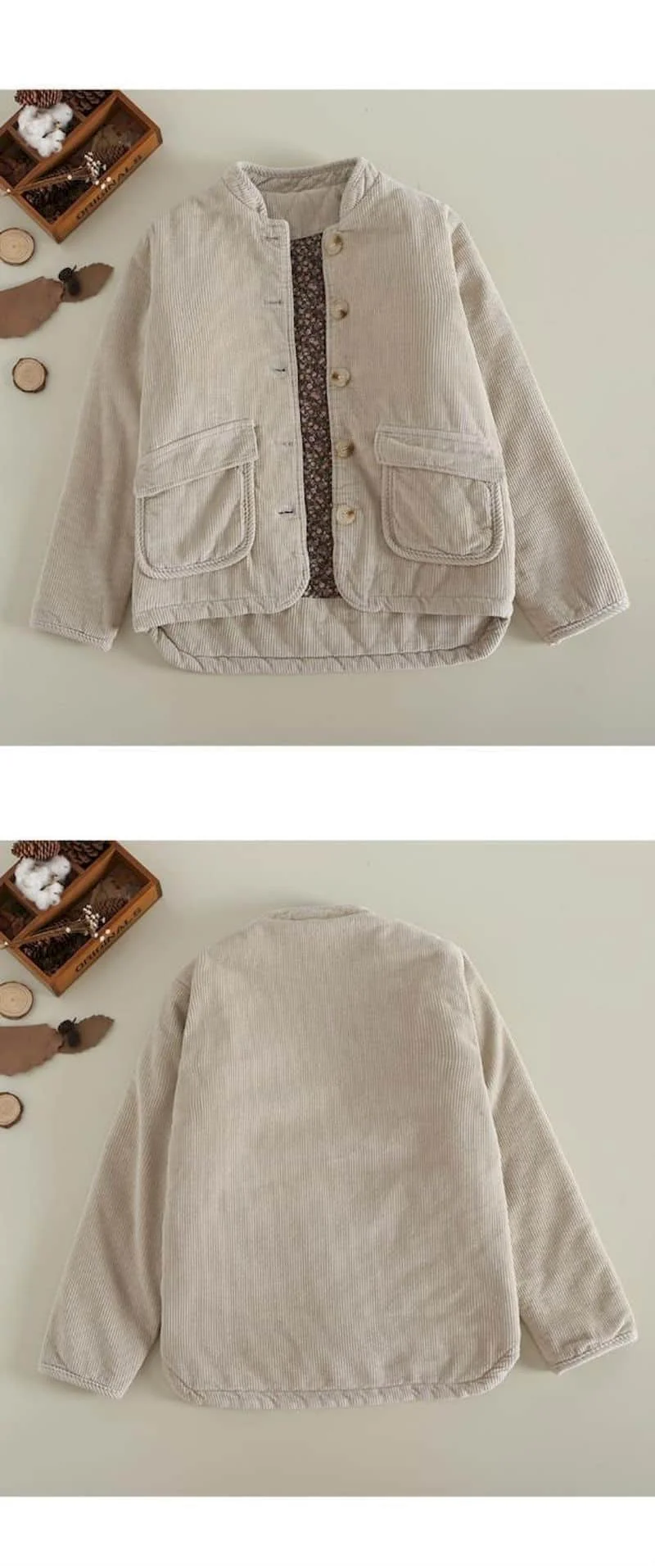 Corduroy Parka Women Autumn Winter Trend Short Warm Coats Cotton Clothes Stand Collar Vintage Single Breasted Jacket Womens Coat