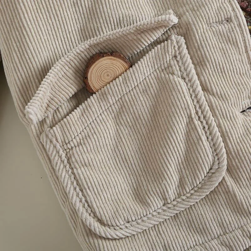 Corduroy Parka Women Autumn Winter Trend Short Warm Coats Cotton Clothes Stand Collar Vintage Single Breasted Jacket Womens Coat