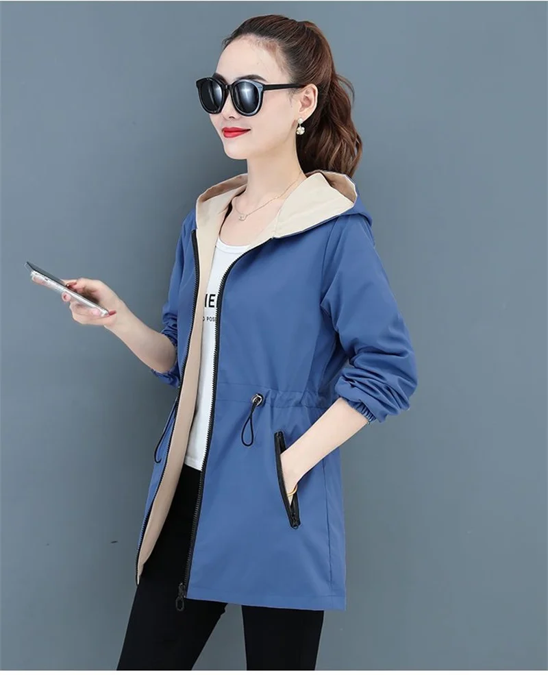 Double-Sided Trench Coat Women 2023 New Korean Casual Spring Autumn Loose Mid Long Windbreakers Female Outerwear Gabardina Mujer
