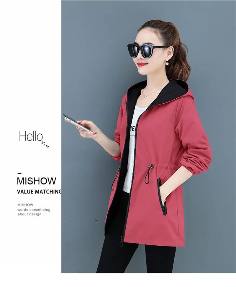 Double-Sided Trench Coat Women 2023 New Korean Casual Spring Autumn Loose Mid Long Windbreakers Female Outerwear Gabardina Mujer