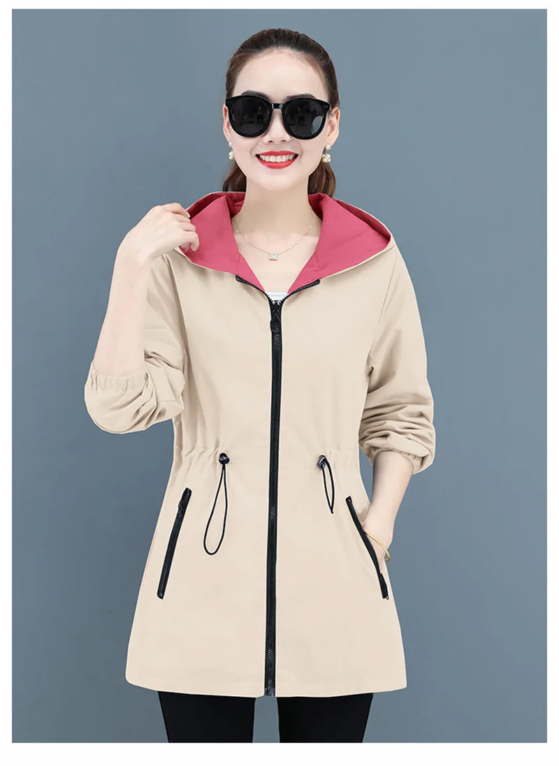 Double-Sided Trench Coat Women 2023 New Korean Casual Spring Autumn Loose Mid Long Windbreakers Female Outerwear Gabardina Mujer