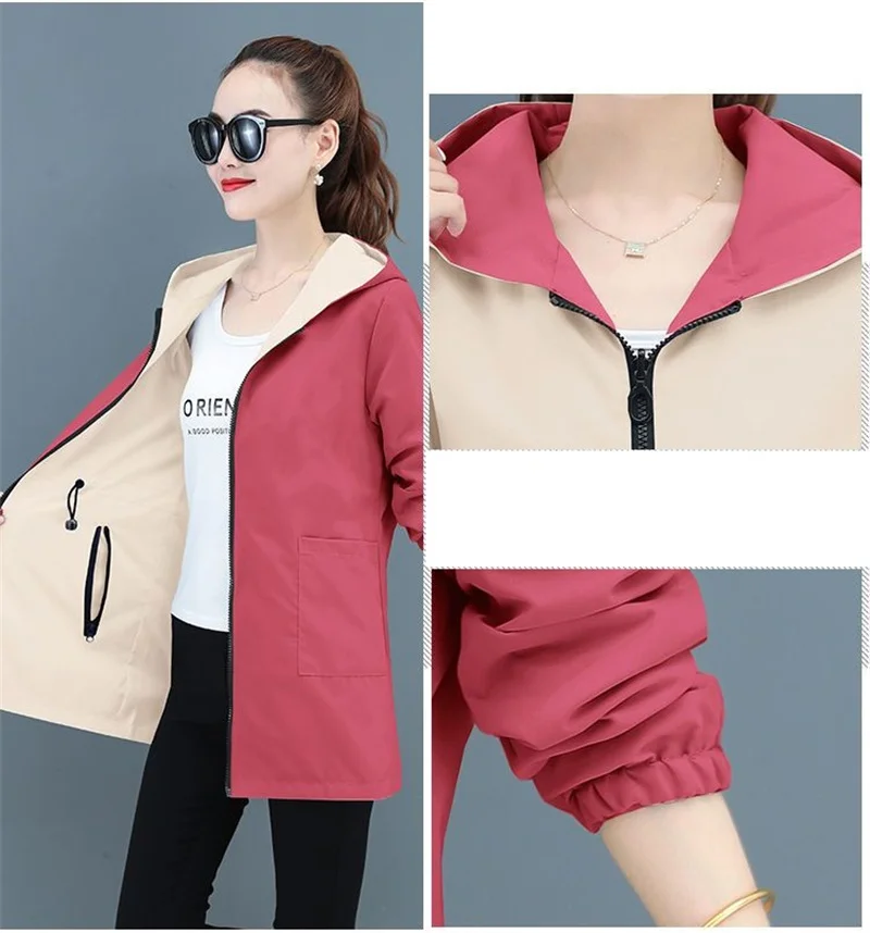 Double-Sided Trench Coat Women 2023 New Korean Casual Spring Autumn Loose Mid Long Windbreakers Female Outerwear Gabardina Mujer