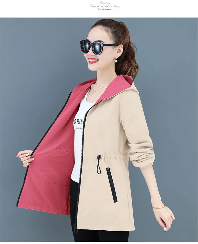 Double-Sided Trench Coat Women 2023 New Korean Casual Spring Autumn Loose Mid Long Windbreakers Female Outerwear Gabardina Mujer