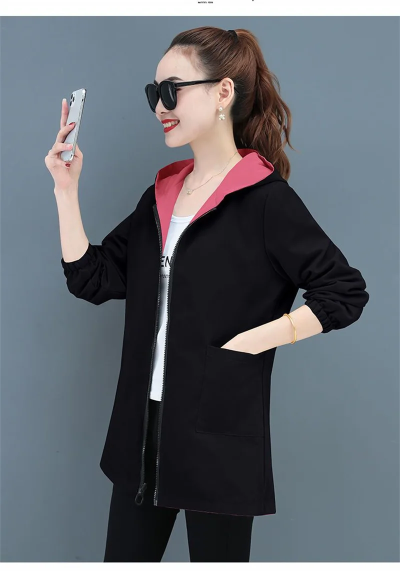 Double-Sided Trench Coat Women 2023 New Korean Casual Spring Autumn Loose Mid Long Windbreakers Female Outerwear Gabardina Mujer