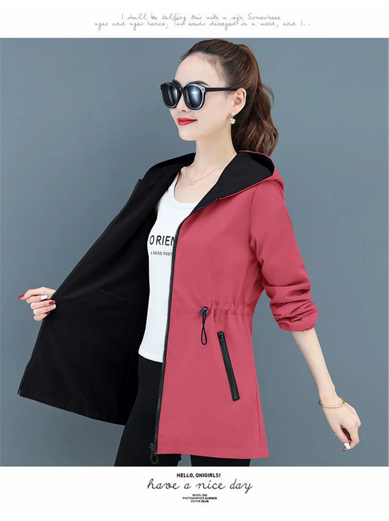 Double-Sided Trench Coat Women 2023 New Korean Casual Spring Autumn Loose Mid Long Windbreakers Female Outerwear Gabardina Mujer