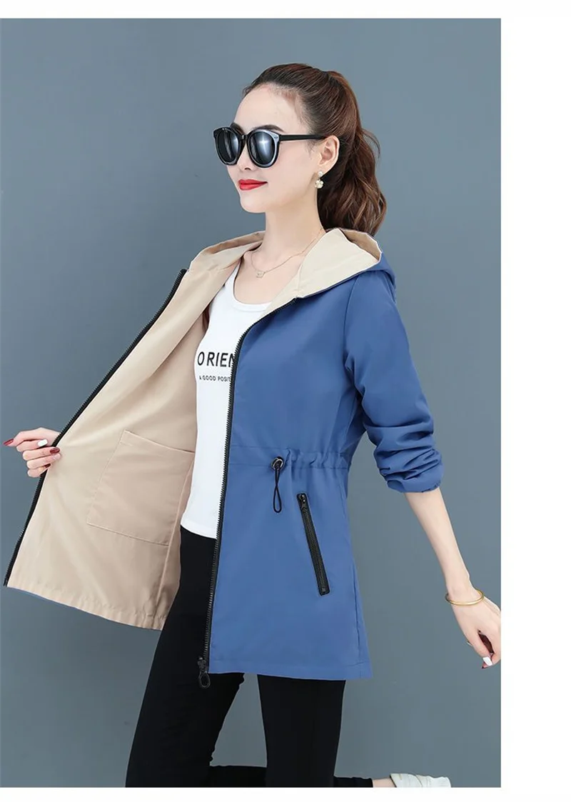 Double-Sided Trench Coat Women 2023 New Korean Casual Spring Autumn Loose Mid Long Windbreakers Female Outerwear Gabardina Mujer