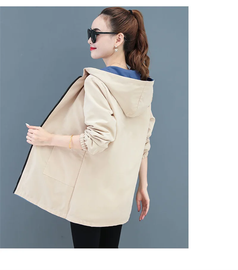 Double-Sided Trench Coat Women 2023 New Korean Casual Spring Autumn Loose Mid Long Windbreakers Female Outerwear Gabardina Mujer