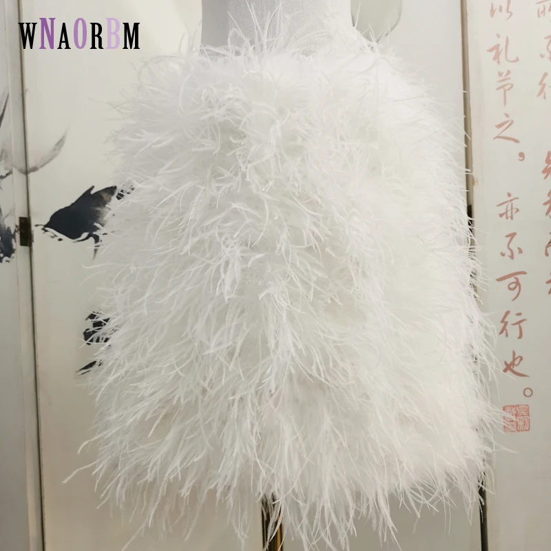 100% Ostrich Feather Length 50cm Women's Stretch Skirt Birthday Party Dress Multicolor Can Be Customized