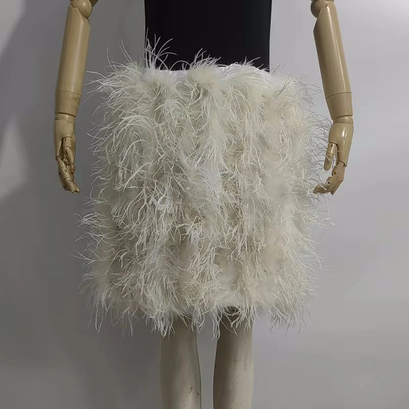 100% Ostrich Feather Length 50cm Women's Stretch Skirt Birthday Party Dress Multicolor Can Be Customized