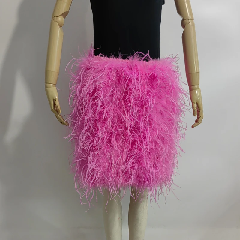 100% Ostrich Feather Length 50cm Women's Stretch Skirt Birthday Party Dress Multicolor Can Be Customized