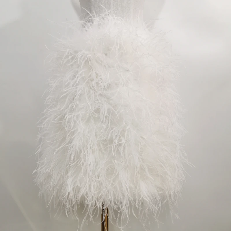 100% Ostrich Feather Length 50cm Women's Stretch Skirt Birthday Party Dress Multicolor Can Be Customized