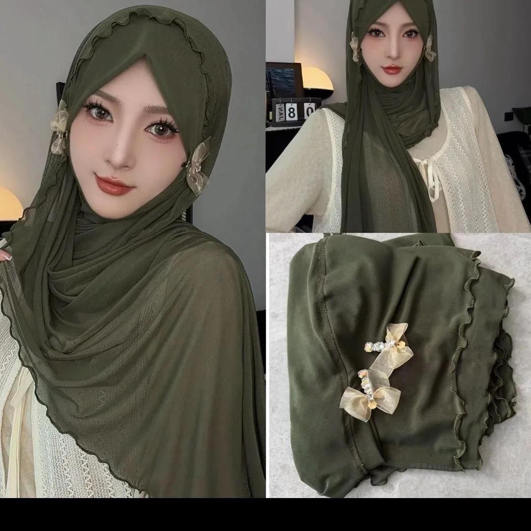 Muslim Women Cover Head Soft Easy Wears Hijabs (inner+shayla+2clips)