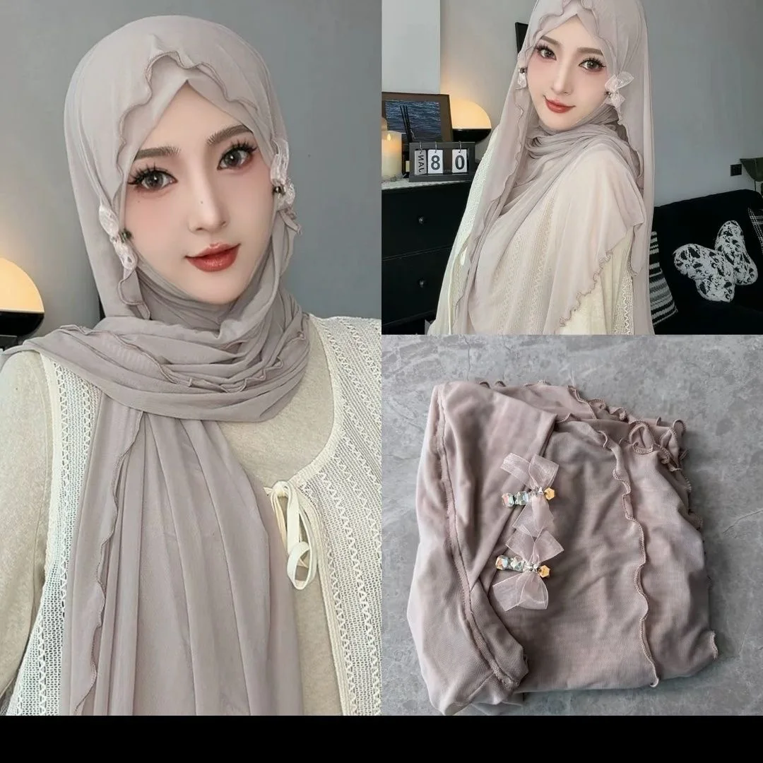 Muslim Women Cover Head Soft Easy Wears Hijabs (inner+shayla+2clips)