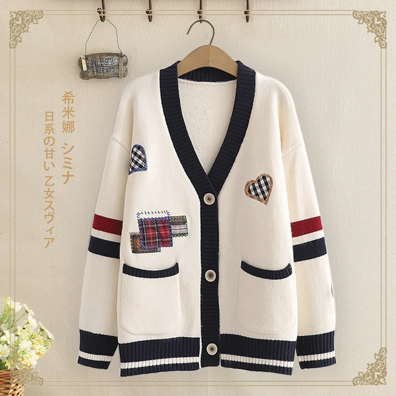 2023 Autumn Winter Knit Sweater and Cardigans Women Button Up Loose Knit Cardigans Pink Jumpers Winter Sweater Coat Femme