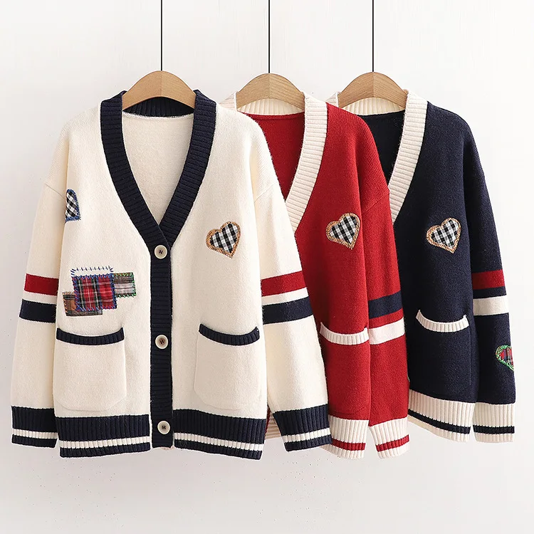 2023 Autumn Winter Knit Sweater and Cardigans Women Button Up Loose Knit Cardigans Pink Jumpers Winter Sweater Coat Femme