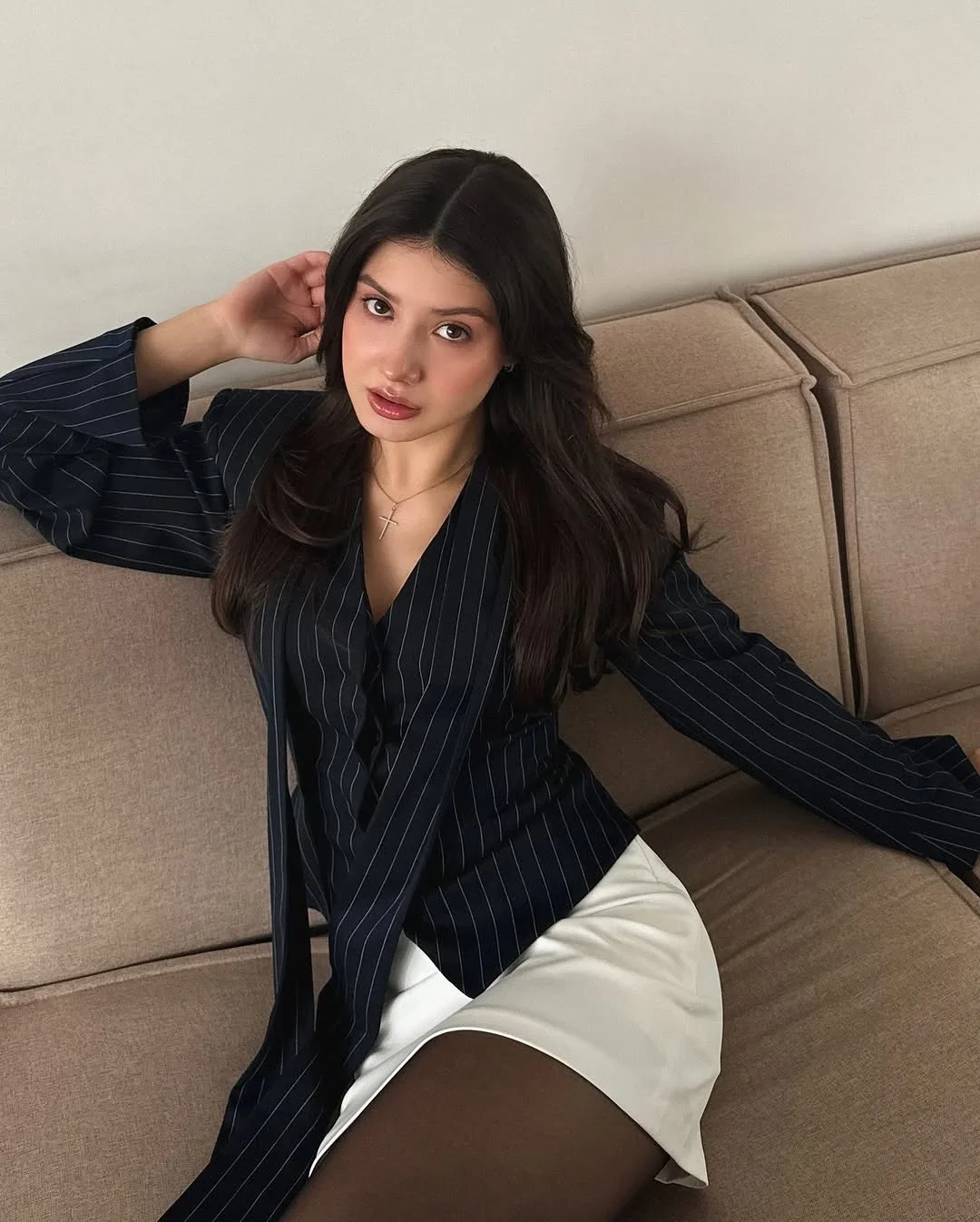 Talenza Women's Striped Blazer Elegant Ribbon Lace-up V-Neck Patchwork Long Sleeve Luxury Outwear Vintage  Women Tailored Coat