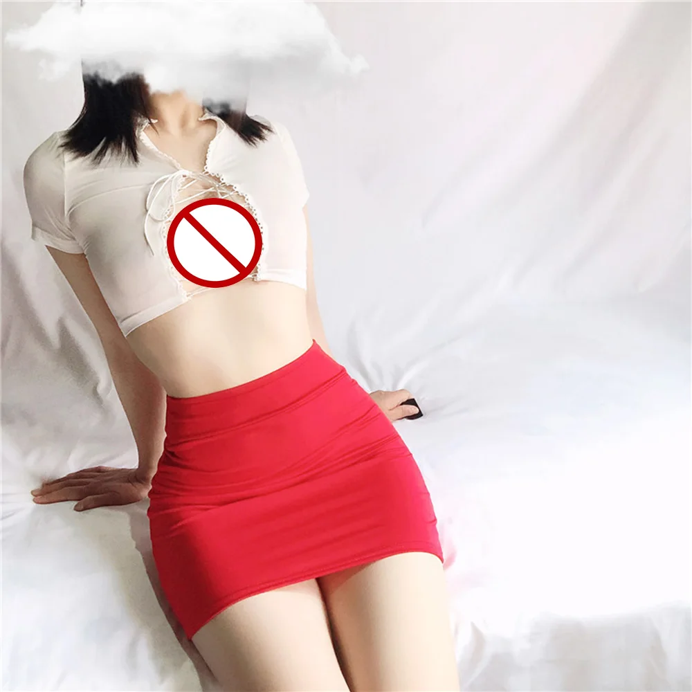 Sexy Girl's Night Lingerie Solid Color Micro Mini Skirt for Women Casual Hip-Hugging Short Skirts