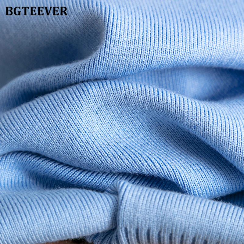 BGTEEVER Casual Loose Female Knitted Skirts Outfits Turtleneck Pullovers Ladies Hip Package Skirts Autumn Winter Sweater Set Wom