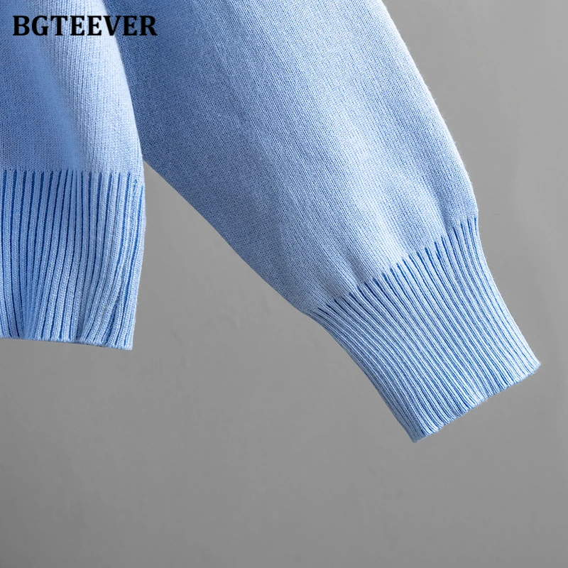 BGTEEVER Casual Loose Female Knitted Skirts Outfits Turtleneck Pullovers Ladies Hip Package Skirts Autumn Winter Sweater Set Wom