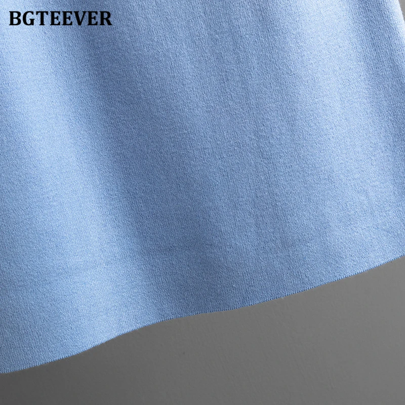 BGTEEVER Casual Loose Female Knitted Skirts Outfits Turtleneck Pullovers Ladies Hip Package Skirts Autumn Winter Sweater Set Wom