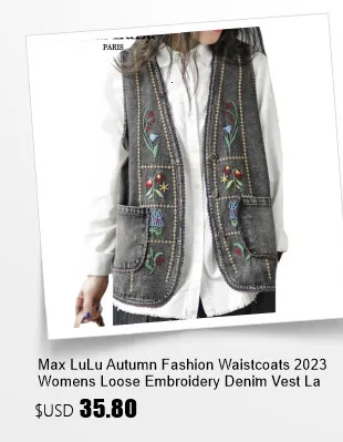 Amax luluE Autumn Long Sleeveless Clothes Womens Fashion Loose Hooded Denim Vest Ladies Casual Printed Coats Vintage Waistcoats