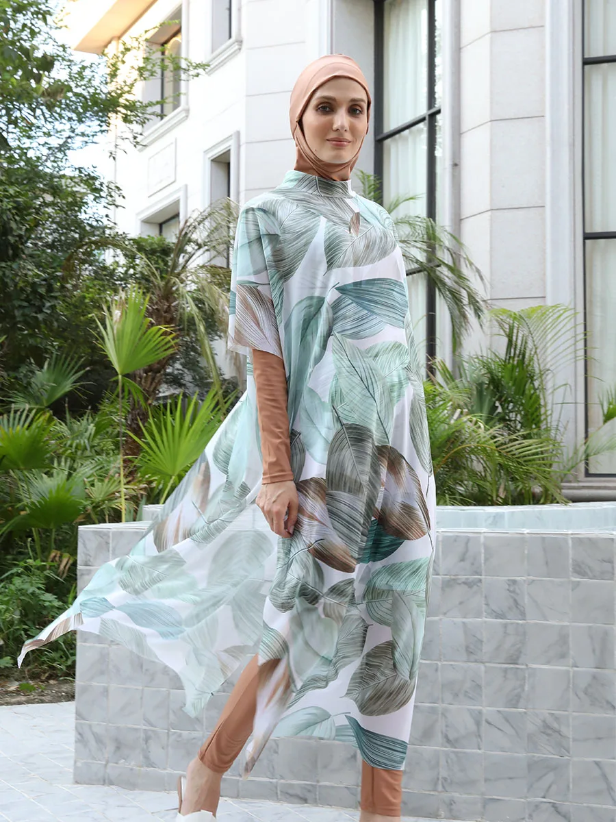 3/4PCS Islamic Swimwear with Shawl Beach Wear Muslim Swimming Suit for Women Modest Long Sleeves Full Cover Burkini Swimsuit