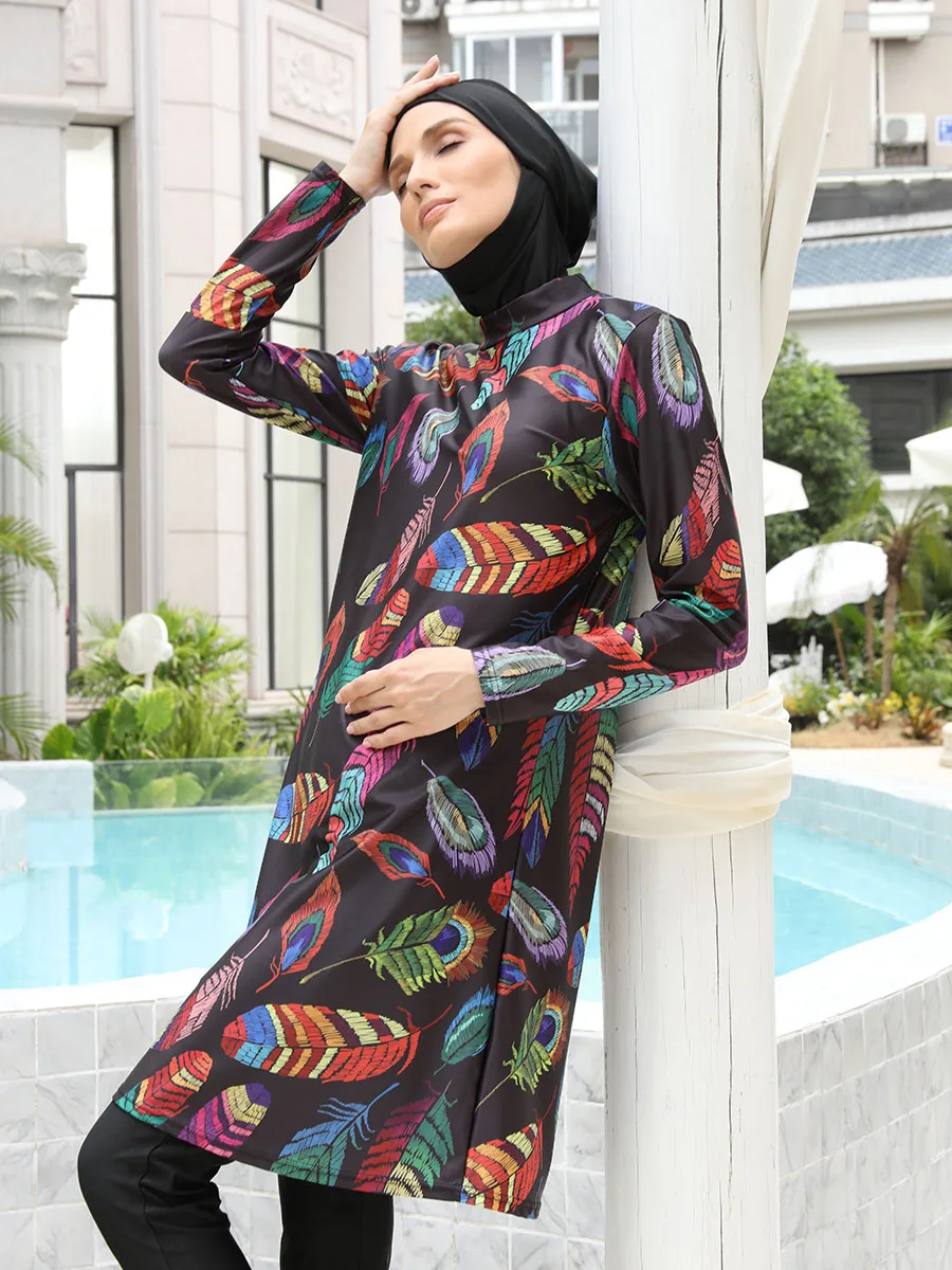 3/4PCS Islamic Swimwear with Shawl Beach Wear Muslim Swimming Suit for Women Modest Long Sleeves Full Cover Burkini Swimsuit